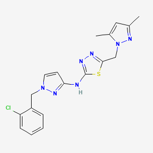 molecular formula C18H18ClN7S B14927701 N-[1-(2-chlorobenzyl)-1H-pyrazol-3-yl]-5-[(3,5-dimethyl-1H-pyrazol-1-yl)methyl]-1,3,4-thiadiazol-2-amine 