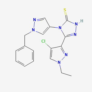 molecular formula C17H16ClN7S B14927713 4-(1-benzyl-1H-pyrazol-4-yl)-5-(4-chloro-1-ethyl-1H-pyrazol-3-yl)-4H-1,2,4-triazole-3-thiol 