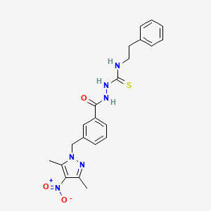 molecular formula C22H24N6O3S B14927716 2-({3-[(3,5-dimethyl-4-nitro-1H-pyrazol-1-yl)methyl]phenyl}carbonyl)-N-(2-phenylethyl)hydrazinecarbothioamide 