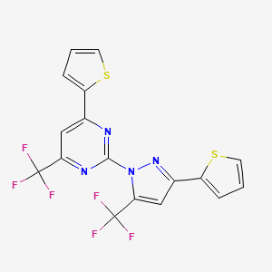 4-(thiophen-2-yl)-2-[3-(thiophen-2-yl)-5-(trifluoromethyl)-1H-pyrazol-1-yl]-6-(trifluoromethyl)pyrimidine