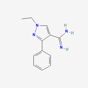 molecular formula C12H14N4 B1492777 1-ethyl-3-phenyl-1H-pyrazole-4-carboximidamide CAS No. 2098014-45-8