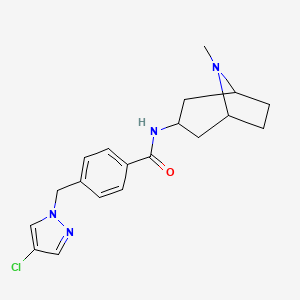 molecular formula C19H23ClN4O B14927790 4-[(4-chloro-1H-pyrazol-1-yl)methyl]-N-(8-methyl-8-azabicyclo[3.2.1]oct-3-yl)benzamide 