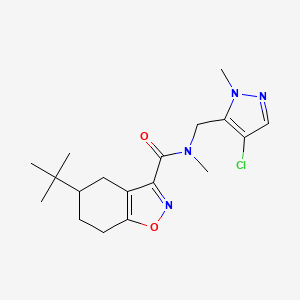 molecular formula C18H25ClN4O2 B14927791 5-tert-butyl-N-[(4-chloro-1-methyl-1H-pyrazol-5-yl)methyl]-N-methyl-4,5,6,7-tetrahydro-1,2-benzoxazole-3-carboxamide 