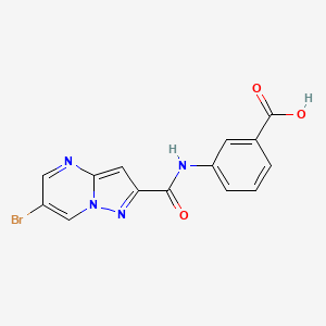 molecular formula C14H9BrN4O3 B14927804 3-{[(6-Bromopyrazolo[1,5-a]pyrimidin-2-yl)carbonyl]amino}benzoic acid 