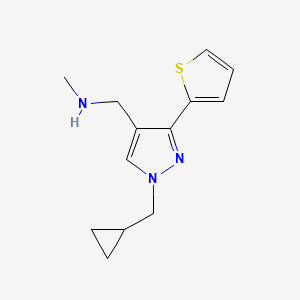 molecular formula C13H17N3S B1492782 1-(1-(cyclopropylmethyl)-3-(thiophen-2-yl)-1H-pyrazol-4-yl)-N-methylmethanamine CAS No. 2098015-29-1
