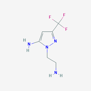 molecular formula C6H9F3N4 B1492786 1-(2-氨基乙基)-3-(三氟甲基)-1H-吡唑-5-胺 CAS No. 2098047-32-4