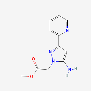 molecular formula C11H12N4O2 B1492787 methyl 2-(5-amino-3-(pyridin-2-yl)-1H-pyrazol-1-yl)acetate CAS No. 2098088-42-5