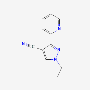 molecular formula C11H10N4 B1492793 1-ethyl-3-(pyridin-2-yl)-1H-pyrazole-4-carbonitrile CAS No. 2098014-03-8