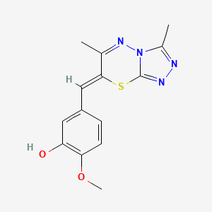 5-[(Z)-(3,6-dimethyl-7H-[1,2,4]triazolo[3,4-b][1,3,4]thiadiazin-7-ylidene)methyl]-2-methoxyphenol