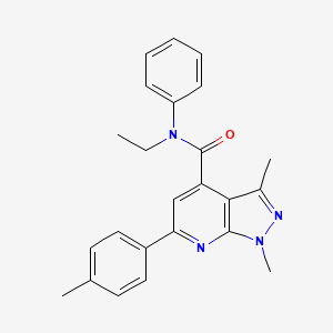 molecular formula C24H24N4O B14928022 N-ethyl-1,3-dimethyl-6-(4-methylphenyl)-N-phenyl-1H-pyrazolo[3,4-b]pyridine-4-carboxamide 