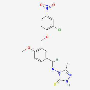 4-{[(E)-{3-[(2-chloro-4-nitrophenoxy)methyl]-4-methoxyphenyl}methylidene]amino}-5-methyl-4H-1,2,4-triazole-3-thiol