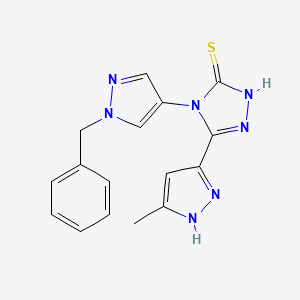 molecular formula C16H15N7S B14928082 4-(1-benzyl-1H-pyrazol-4-yl)-5-(5-methyl-1H-pyrazol-3-yl)-4H-1,2,4-triazole-3-thiol CAS No. 1092797-56-2