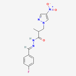 N'-[(E)-(4-fluorophenyl)methylidene]-2-methyl-3-(4-nitro-1H-pyrazol-1-yl)propanehydrazide