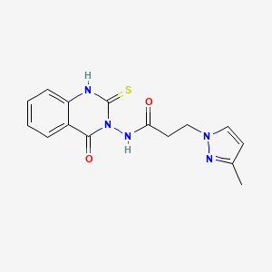 molecular formula C15H15N5O2S B14928125 3-(3-methyl-1H-pyrazol-1-yl)-N-(4-oxo-2-sulfanylquinazolin-3(4H)-yl)propanamide 