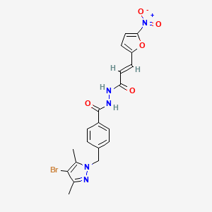 4-[(4-bromo-3,5-dimethyl-1H-pyrazol-1-yl)methyl]-N'-[(2E)-3-(5-nitrofuran-2-yl)prop-2-enoyl]benzohydrazide