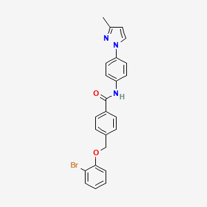 4-[(2-bromophenoxy)methyl]-N-[4-(3-methyl-1H-pyrazol-1-yl)phenyl]benzamide