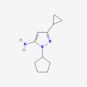molecular formula C11H17N3 B1492818 1-环戊基-3-环丙基-1H-吡唑-5-胺 CAS No. 2098023-16-4