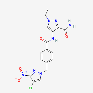 4-[({4-[(4-chloro-3-nitro-1H-pyrazol-1-yl)methyl]phenyl}carbonyl)amino]-1-ethyl-1H-pyrazole-3-carboxamide