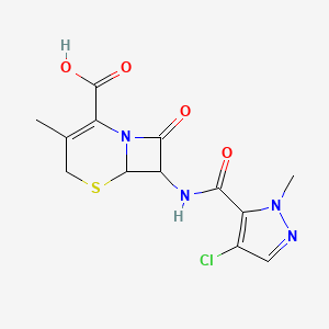 molecular formula C13H13ClN4O4S B14928277 7-{[(4-chloro-1-methyl-1H-pyrazol-5-yl)carbonyl]amino}-3-methyl-8-oxo-5-thia-1-azabicyclo[4.2.0]oct-2-ene-2-carboxylic acid 