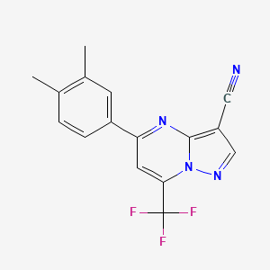 molecular formula C16H11F3N4 B14928280 5-(3,4-Dimethylphenyl)-7-(trifluoromethyl)pyrazolo[1,5-a]pyrimidine-3-carbonitrile 