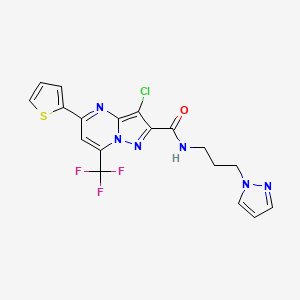 3-chloro-N-[3-(1H-pyrazol-1-yl)propyl]-5-(thiophen-2-yl)-7-(trifluoromethyl)pyrazolo[1,5-a]pyrimidine-2-carboxamide