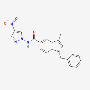 1-benzyl-2,3-dimethyl-N-(4-nitro-1H-pyrazol-1-yl)-1H-indole-5-carboxamide