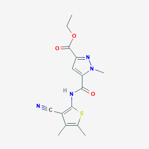 ethyl 5-[(3-cyano-4,5-dimethylthiophen-2-yl)carbamoyl]-1-methyl-1H-pyrazole-3-carboxylate