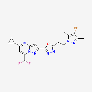 2-{5-[2-(4-bromo-3,5-dimethyl-1H-pyrazol-1-yl)ethyl]-1,3,4-oxadiazol-2-yl}-5-cyclopropyl-7-(difluoromethyl)pyrazolo[1,5-a]pyrimidine