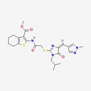 methyl 2-{[({(4E)-1-(2-methylpropyl)-4-[(1-methyl-1H-pyrazol-4-yl)methylidene]-5-oxo-4,5-dihydro-1H-imidazol-2-yl}sulfanyl)acetyl]amino}-4,5,6,7-tetrahydro-1-benzothiophene-3-carboxylate