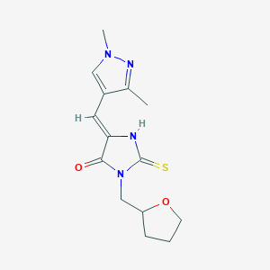 molecular formula C14H18N4O2S B14928387 (5Z)-5-[(1,3-dimethyl-1H-pyrazol-4-yl)methylidene]-3-(tetrahydrofuran-2-ylmethyl)-2-thioxoimidazolidin-4-one 