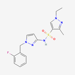 molecular formula C16H18FN5O2S B14928398 1-ethyl-N-[1-(2-fluorobenzyl)-1H-pyrazol-3-yl]-3-methyl-1H-pyrazole-4-sulfonamide 