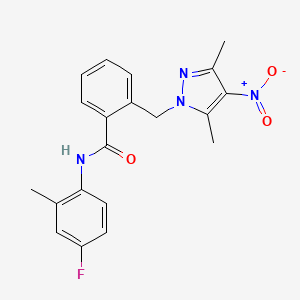 2-[(3,5-dimethyl-4-nitro-1H-pyrazol-1-yl)methyl]-N-(4-fluoro-2-methylphenyl)benzamide