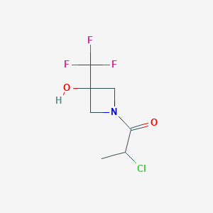molecular formula C7H9ClF3NO2 B1492843 2-Chloro-1-(3-hydroxy-3-(trifluoromethyl)azetidin-1-yl)propan-1-one CAS No. 2090294-47-4