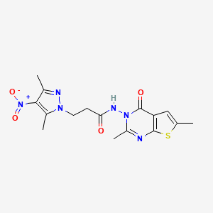 3-(3,5-Dimethyl-4-nitro-1H-pyrazol-1-YL)-N-[2,6-dimethyl-4-oxothieno[2,3-D]pyrimidin-3(4H)-YL]propanamide