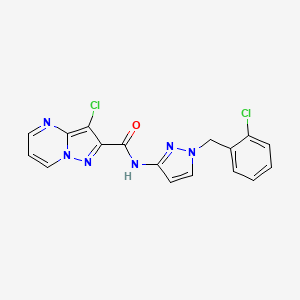 molecular formula C17H12Cl2N6O B14928479 3-chloro-N-[1-(2-chlorobenzyl)-1H-pyrazol-3-yl]pyrazolo[1,5-a]pyrimidine-2-carboxamide 