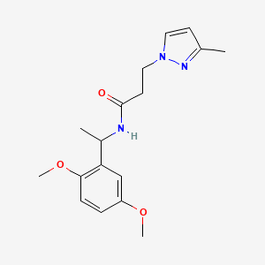 molecular formula C17H23N3O3 B14928497 N-[1-(2,5-dimethoxyphenyl)ethyl]-3-(3-methyl-1H-pyrazol-1-yl)propanamide 