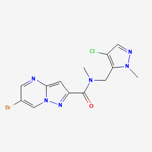 molecular formula C13H12BrClN6O B14928504 6-bromo-N-[(4-chloro-1-methyl-1H-pyrazol-5-yl)methyl]-N-methylpyrazolo[1,5-a]pyrimidine-2-carboxamide 