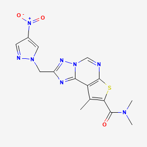 N,N,9-trimethyl-2-[(4-nitro-1H-pyrazol-1-yl)methyl]thieno[3,2-e][1,2,4]triazolo[1,5-c]pyrimidine-8-carboxamide