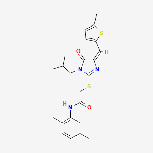 molecular formula C23H27N3O2S2 B14928524 N-(2,5-dimethylphenyl)-2-({(4E)-1-(2-methylpropyl)-4-[(5-methylthiophen-2-yl)methylidene]-5-oxo-4,5-dihydro-1H-imidazol-2-yl}sulfanyl)acetamide 