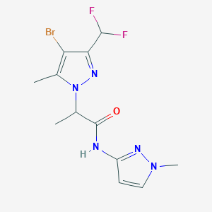 molecular formula C12H14BrF2N5O B14928531 2-[4-bromo-3-(difluoromethyl)-5-methyl-1H-pyrazol-1-yl]-N-(1-methyl-1H-pyrazol-3-yl)propanamide 