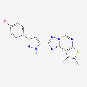 molecular formula C18H13FN6S B14928564 2-[5-(4-fluorophenyl)-1H-pyrazol-3-yl]-8,9-dimethylthieno[3,2-e][1,2,4]triazolo[1,5-c]pyrimidine 