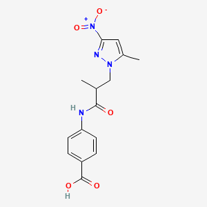 4-{[2-methyl-3-(5-methyl-3-nitro-1H-pyrazol-1-yl)propanoyl]amino}benzoic acid