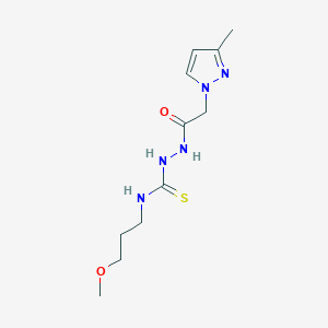 N-(3-methoxypropyl)-2-[(3-methyl-1H-pyrazol-1-yl)acetyl]hydrazinecarbothioamide