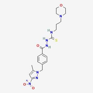 molecular formula C20H27N7O4S B14928580 2-({4-[(5-methyl-3-nitro-1H-pyrazol-1-yl)methyl]phenyl}carbonyl)-N-[3-(morpholin-4-yl)propyl]hydrazinecarbothioamide 