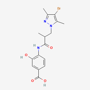 4-{[3-(4-bromo-3,5-dimethyl-1H-pyrazol-1-yl)-2-methylpropanoyl]amino}-3-hydroxybenzoic acid