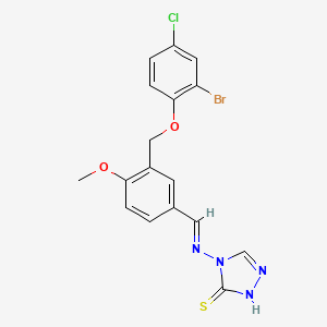 molecular formula C17H14BrClN4O2S B14928615 4-{[(E)-{3-[(2-bromo-4-chlorophenoxy)methyl]-4-methoxyphenyl}methylidene]amino}-4H-1,2,4-triazole-3-thiol 