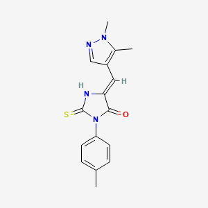 (5Z)-5-[(1,5-dimethyl-1H-pyrazol-4-yl)methylidene]-3-(4-methylphenyl)-2-thioxoimidazolidin-4-one