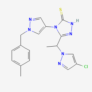 molecular formula C18H18ClN7S B14928629 5-[1-(4-chloro-1H-pyrazol-1-yl)ethyl]-4-[1-(4-methylbenzyl)-1H-pyrazol-4-yl]-4H-1,2,4-triazole-3-thiol 