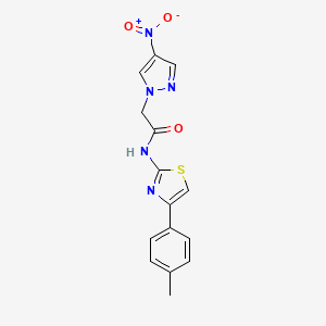 molecular formula C15H13N5O3S B14928654 N-[4-(4-methylphenyl)-1,3-thiazol-2-yl]-2-(4-nitro-1H-pyrazol-1-yl)acetamide 