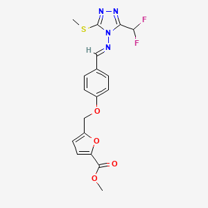 methyl 5-({4-[(E)-{[3-(difluoromethyl)-5-(methylsulfanyl)-4H-1,2,4-triazol-4-yl]imino}methyl]phenoxy}methyl)furan-2-carboxylate